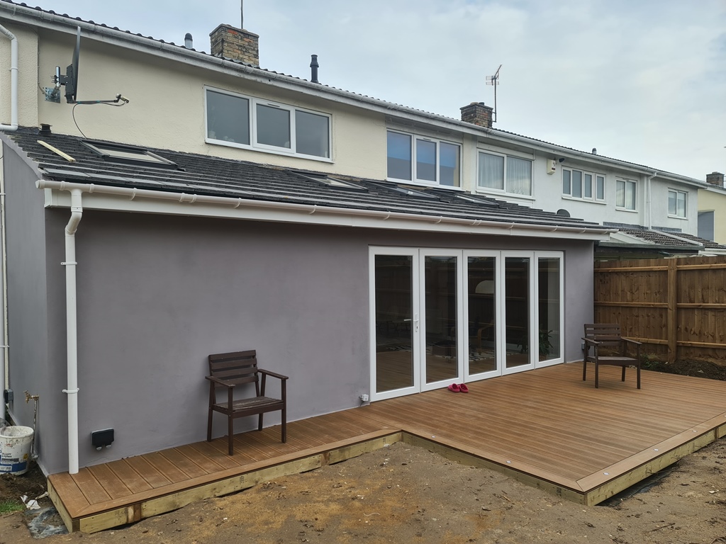 Rear extension with finished decking